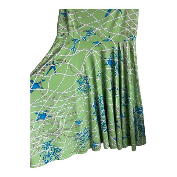 JMcLaughlin Strapless Maxi Dress Nautical Rope Starfish Print Green Blue‎ L - Picture 3 of 7
